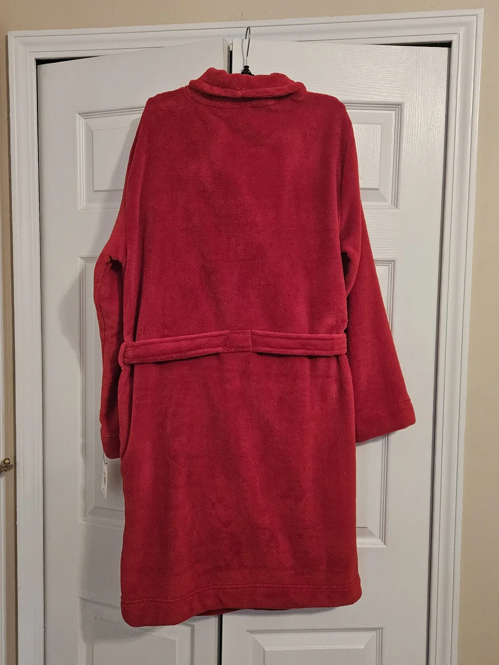 Calvin Klein Plush Red Bathrobe with Shawl Collar